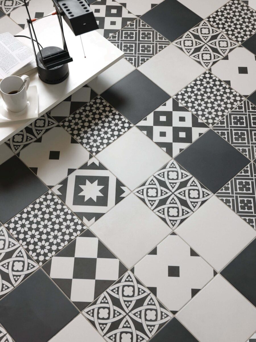 Ciment Mix 20×20 Black & White Matt