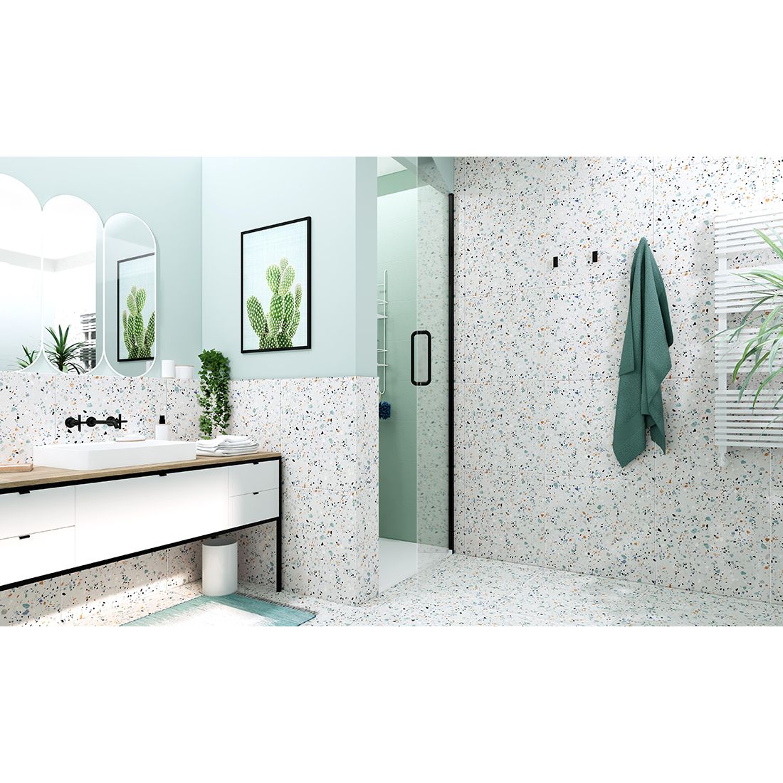 Coloured Terrazzo 60×60 Bianco Matt R10
