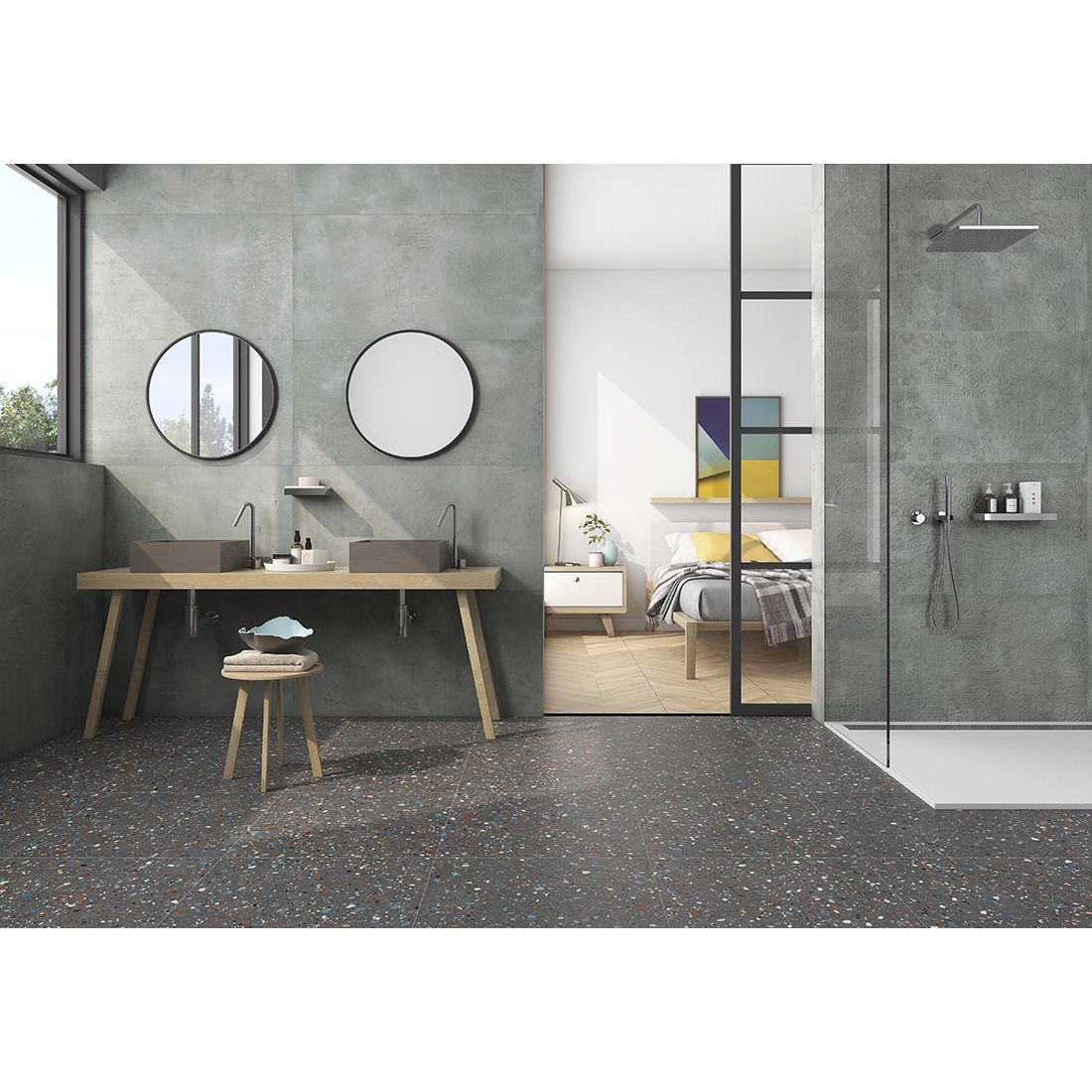 Coloured Terrazzo 60×60 Nero Matt R10