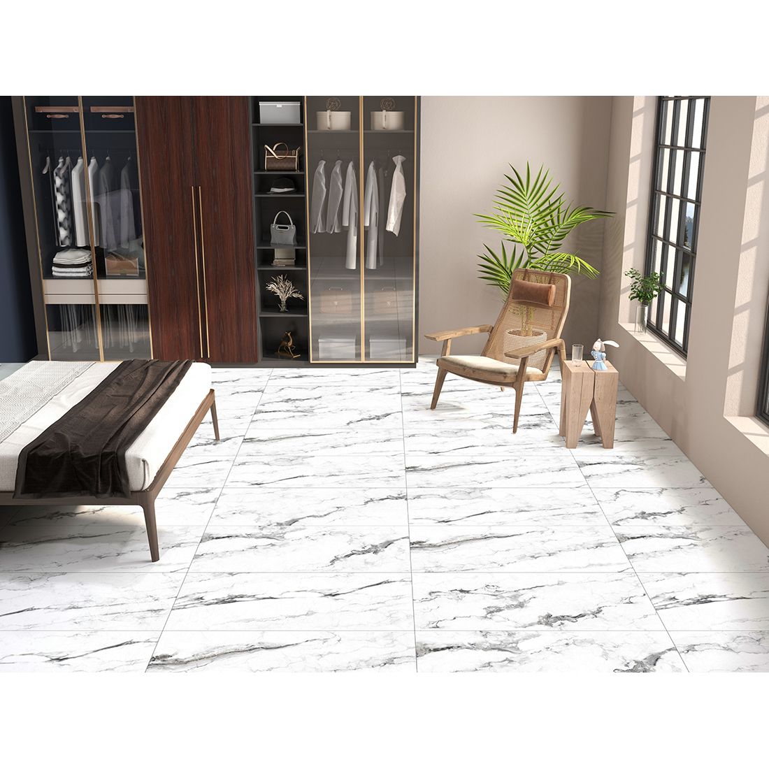 Lucca Marble 60×120 White Matt Carving R10