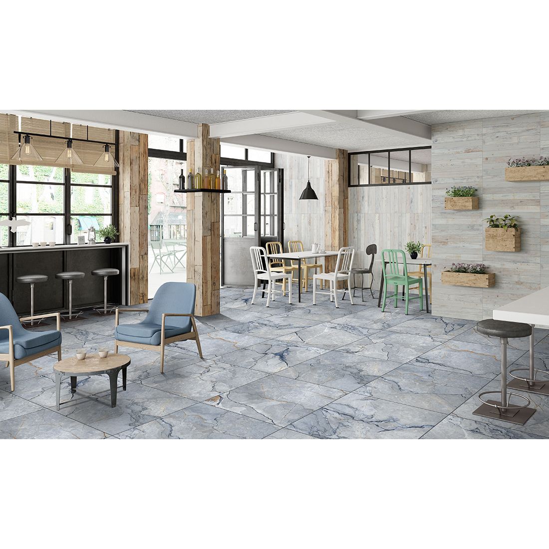 Marmo Silvestre 60×60 Blue Matt Carving